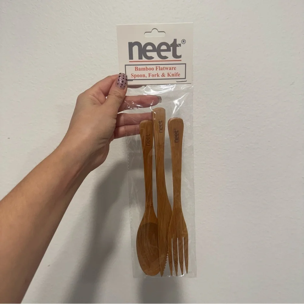 Neet Bamboo Flatware Spoon, Fork & Knife Set